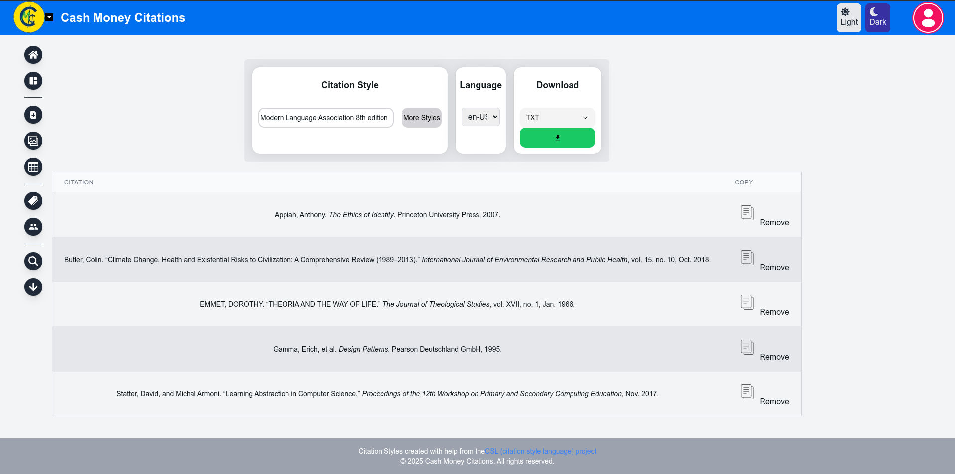 A Screenshot from Cash Money Citations